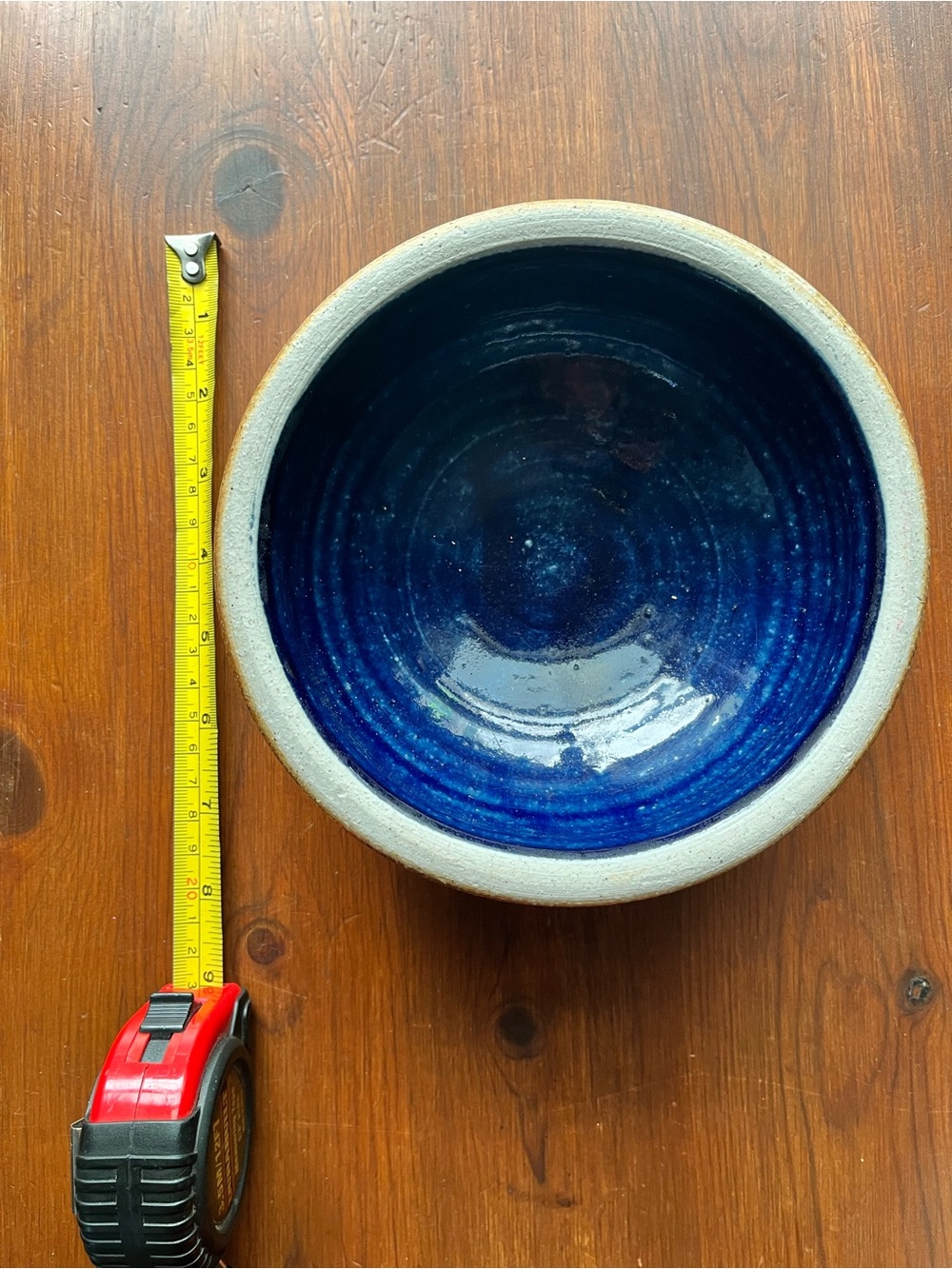 Vintage Blue Glazed Ceramic Bowl